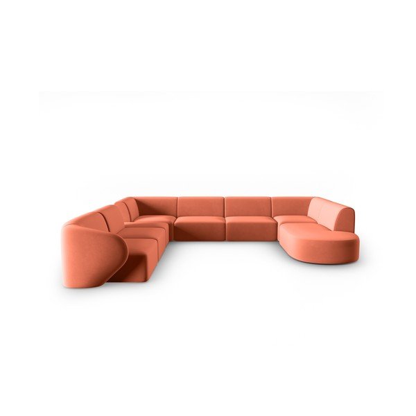 Różowy aksamitny narożnik (lewostronny/w kształcie litery U) Paolo – Milo Casa