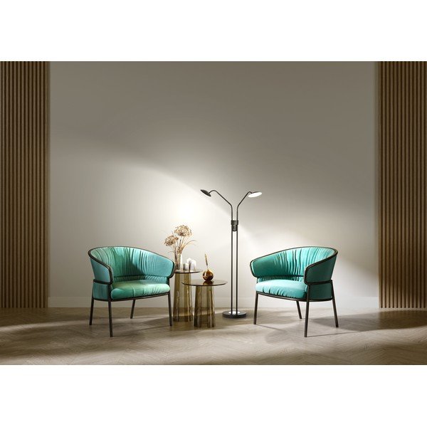 Czarna lampa stojąca LED ze ściemniaczem i szklanym kloszem (wysokość 135 cm) Tallri – Fischer & Honsel-image-1