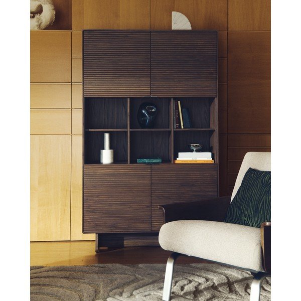 Ciemnobrązowa szafka w dekorze orzecha 100x163x40 cm Norlen – Kave Home-image-1