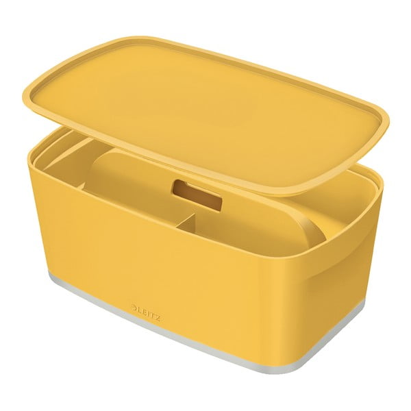 Żółty pojemnik z pokrywką MyBox – Leitz