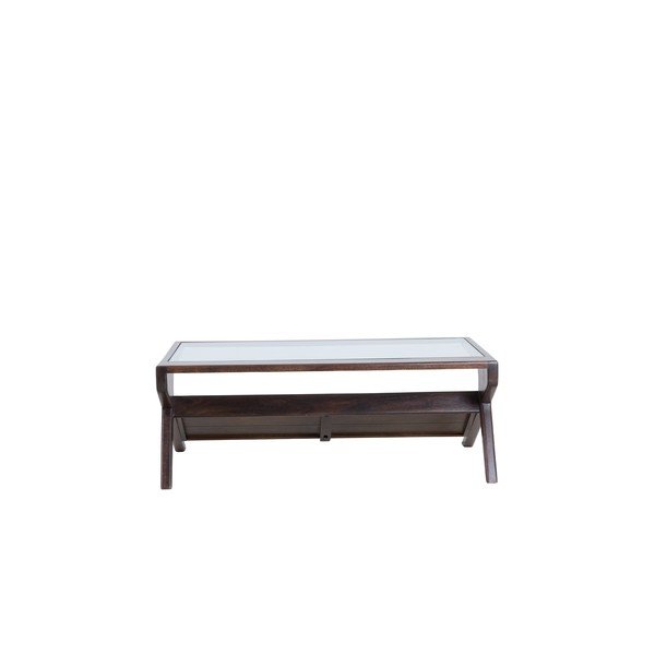 Stolik ze szklanym blatem w ciemnym naturalnym kolorze 70x112 cm Yuki – Light & Living-image-3