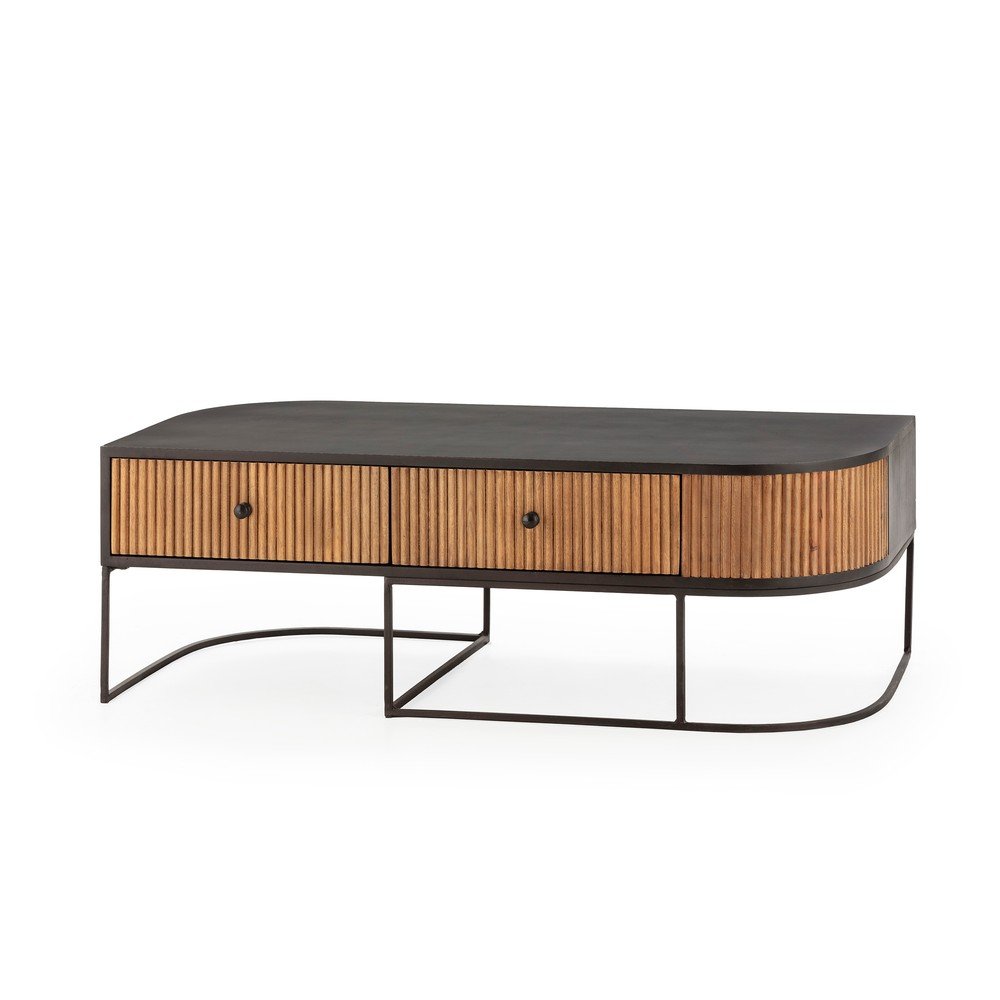 Stolik z litego drewna mango w naturalnym kolorze 60x120 cm Curve – MOME (zdjęcie 7)