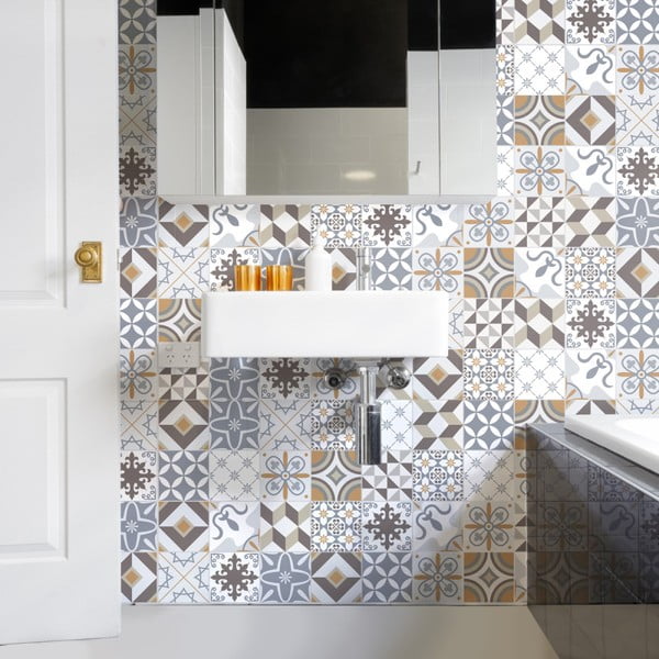 Zestaw 60 naklejek ściennych Ambiance Cement Tiles Liliania, 15x15 cm-image-3