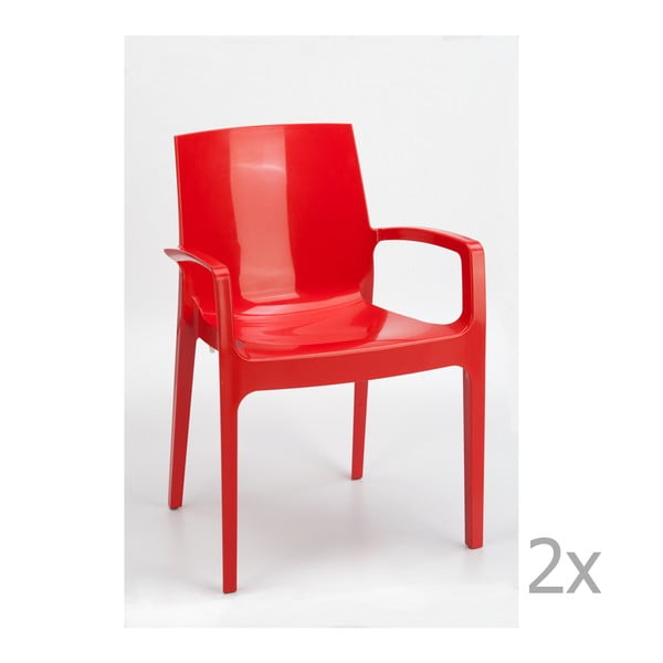 Zestaw 2 czerwonych krzeseł Castagnetti Cream