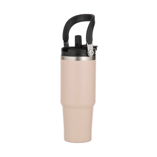 Beżowa podróżna butelka ze stali nierdzewnej 1 l Eco – Ladelle-image-2