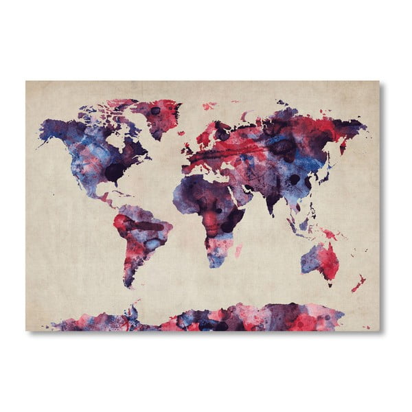 Plakat z fioletowo-czerwoną mapą świata Americanflat Painting, 60x42 cm