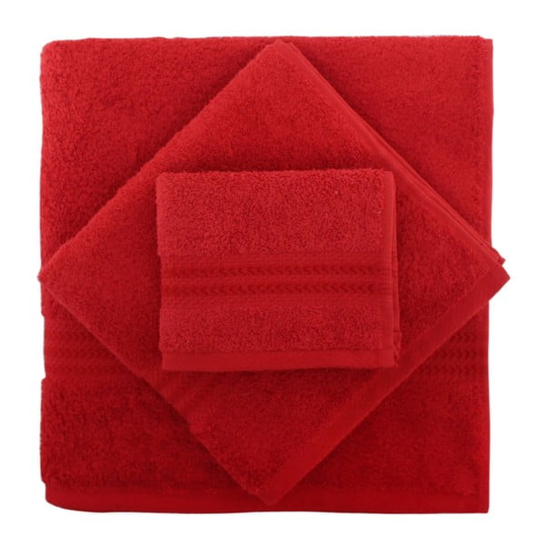 Zestaw 3 czerwonych ręczników Rainbow