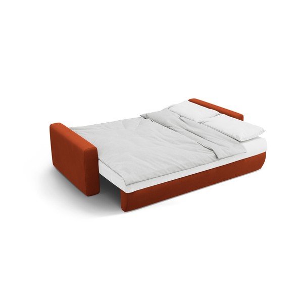 Ceglasta aksamitna rozkładana sofa ze schowkiem 238 cm Belfast – Cosmopolitan Design-image-3
