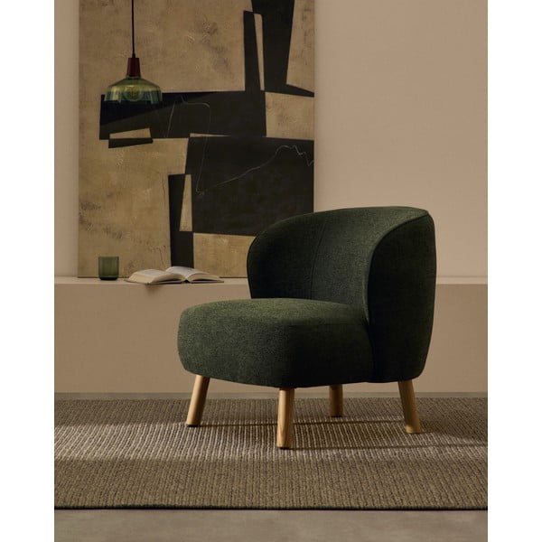 Zielony fotel z tkaniny szenilowej Ulit – Kave Home-image-1