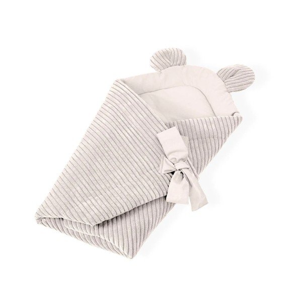 Beżowy rożek niemowlęcy sztruksowy 35x65 cm – Meowbaby-image-1