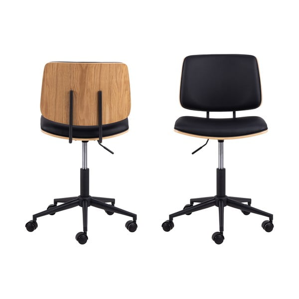 Czarne krzesło biurowe z imitacji skóry Owen – Actona-image-4