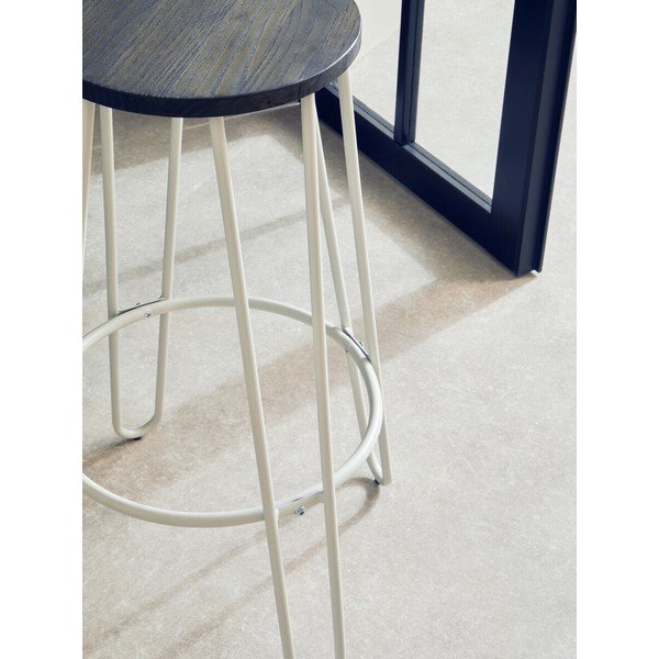 Biały/w naturalnym kolorze hoker z litego drewna wiązu (wysokość siedziska 75 cm) District – Premier Housewares-image-4