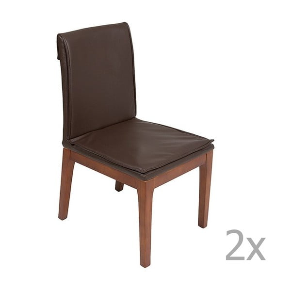 Zestaw 2 brązowych krzeseł z konstrukcją z drewna dębowego Santiago Pons Donato