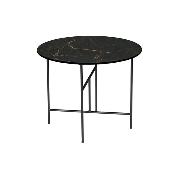 Czarny stolik z porcelanowym blatem WOOOD Vida, ⌀ 60 cm