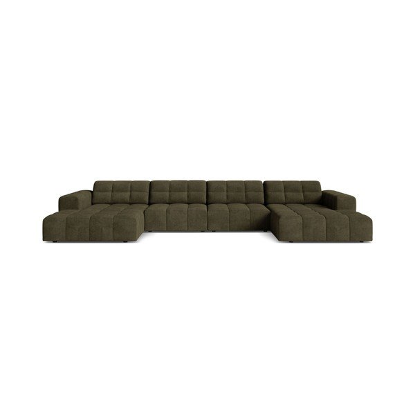 Narożnik z tkaniny szenilowej (w kształcie litery U) w kolorze khaki Chicago – Cosmopolitan Design