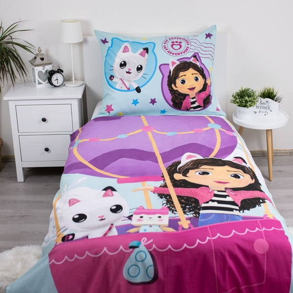 Bawełniana pościel dziecięca jednoosobowa 140x200 cm Gabby's Dollhouse "Balloon"  – Jerry Fabrics-image-1