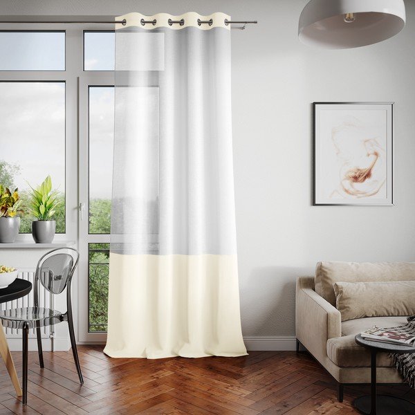 Biało-beżowa zasłona AmeliaHome Irvelette Eyelets, 140x270 cm-image-2