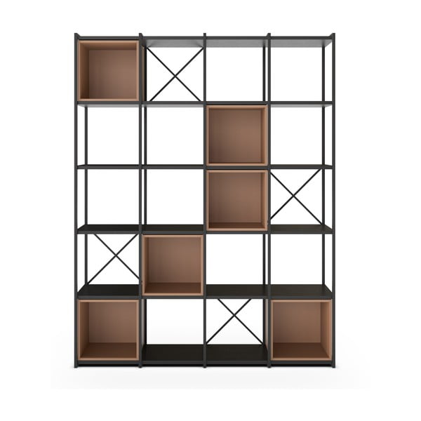 Czarno-ceglasty regał 140x179 cm Anya – Marckeric