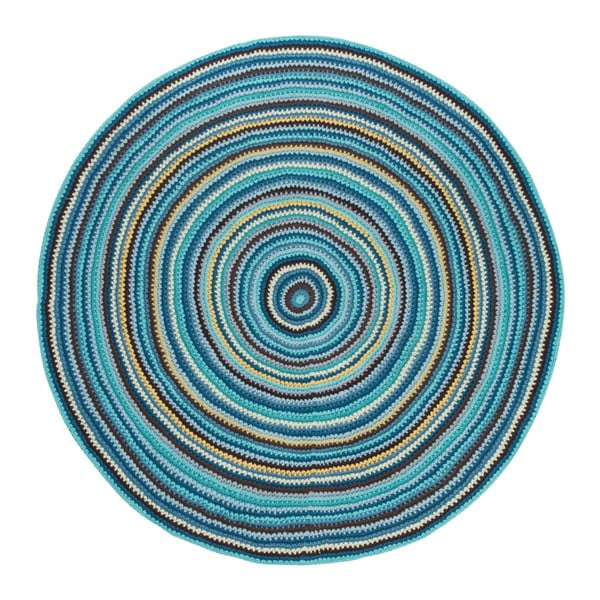 Niebieska okrągła mata Sebra Crochet Floor Mat