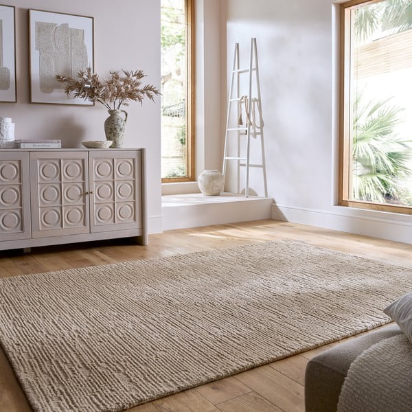 Beżowy wełniany dywan tkany ręcznie 120x170 cm Harris Boucle – Flair Rugs-image-1