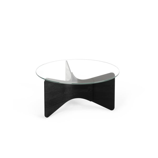 Czarny okrągły stolik ze szklanym blatem 87x87 cm Madera – Umbra