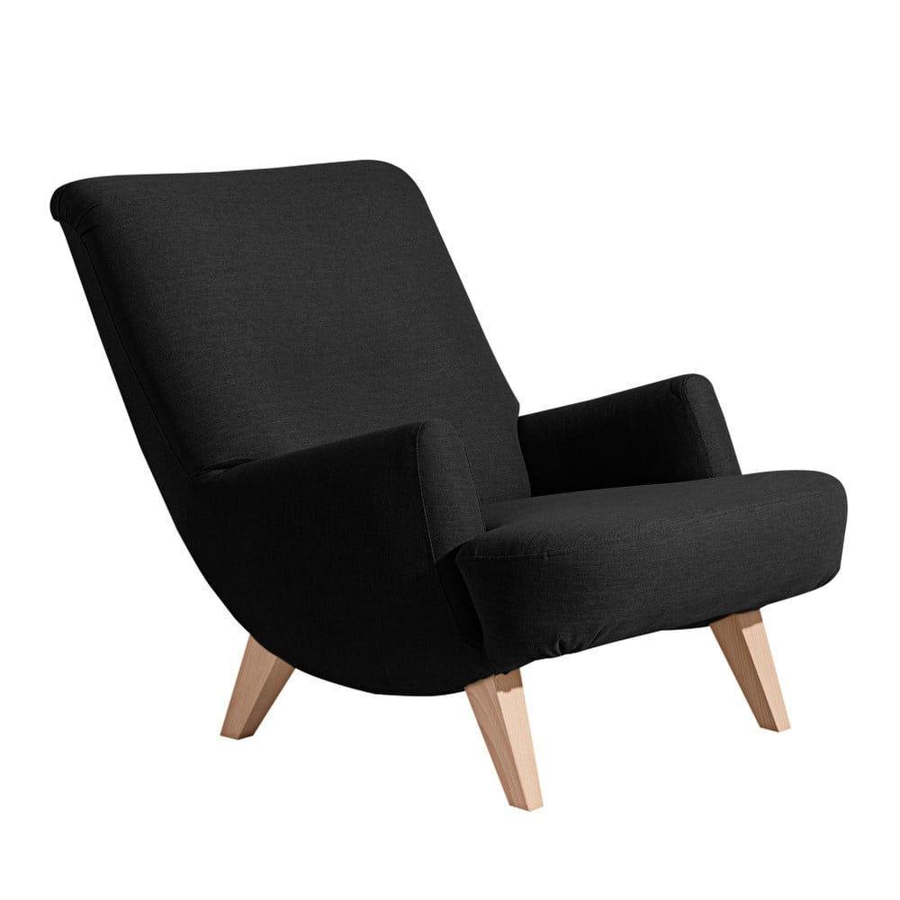 Czarny fotel z jasnobrązowymi nogami Max Winzer Brandford