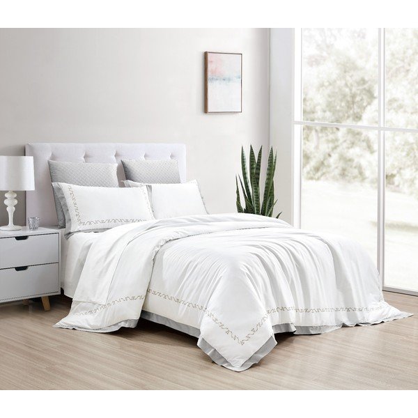 Biała pościel dwuosobowa z satyny bawełnianej z prześcieradłem/6-częściowa 240x220 cm Diana – Mila Home Luxury