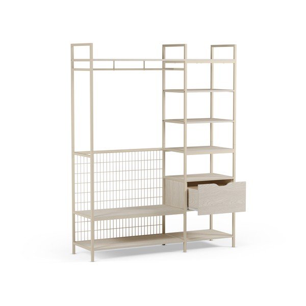 Kremowa stalowa szafa otwarta 140x179,5x40 cm Amara – Marckeric-image-4