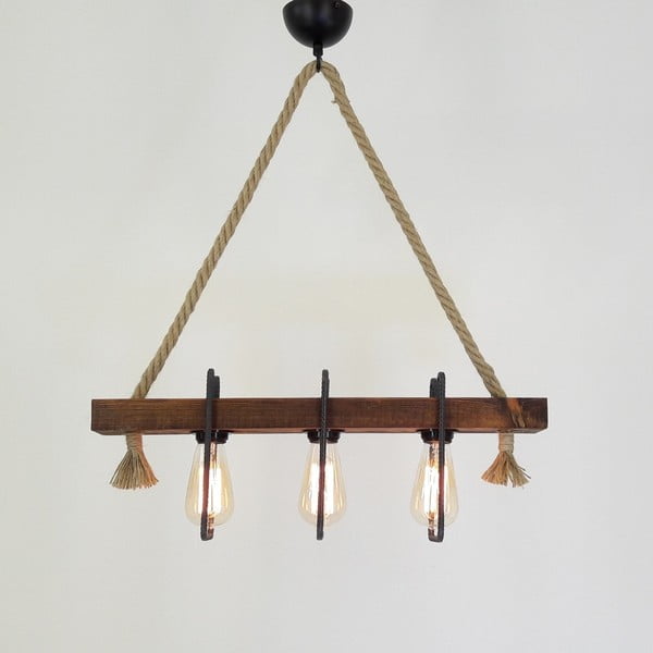 Drewniana lampa wisząca Demir, 3 żarówki-image-3