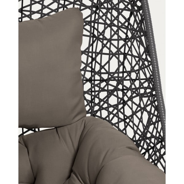 Ciemnoszary wiszący fotel ogrodowy ze sztucznego rattanu Florina – Kave Home-image-3