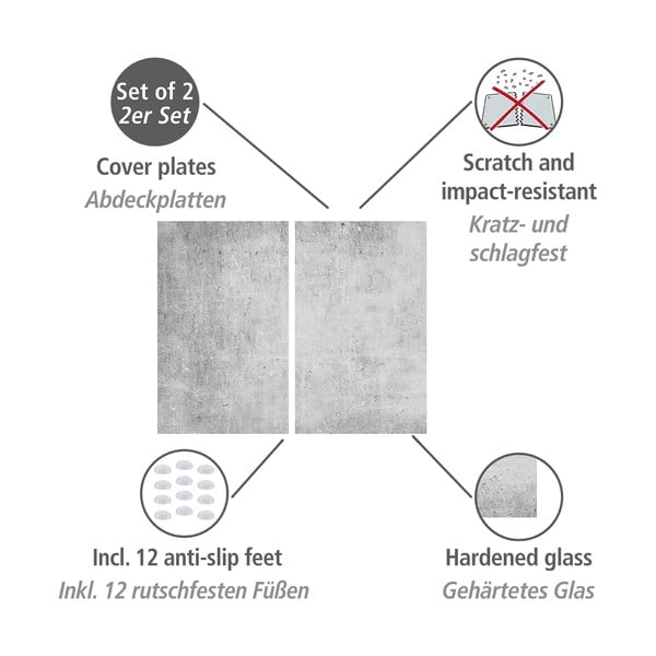 Płyty ochronne na kuchenkę ze szkła hartowanego zestaw 2 szt.  52x30 cm Concrete – Allstar-image-3