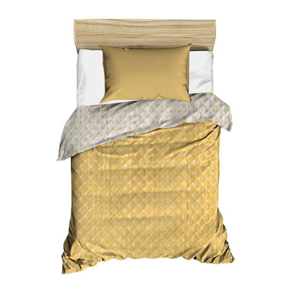 Żółta pikowana narzuta na łóżko Cihan Bilisim Tekstil Dots, 160x230 cm