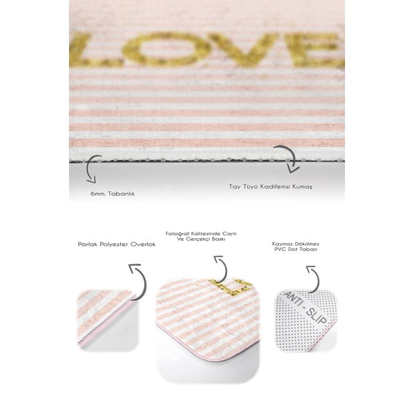 Różowe aksamitne dywaniki łazienkowe zestaw 2 szt. 60x100 cm Love – Mila Home-image-3