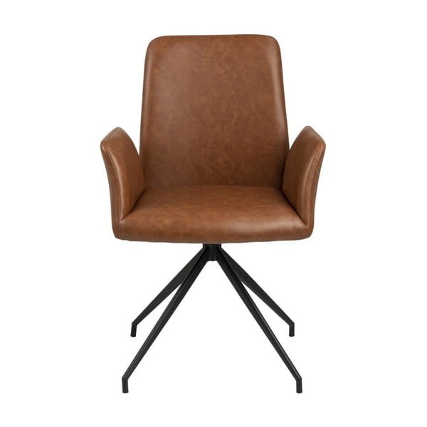 Koniakowy tapicerowany fotel jadalniany z podłokietnikami Naya – Actona-image-2