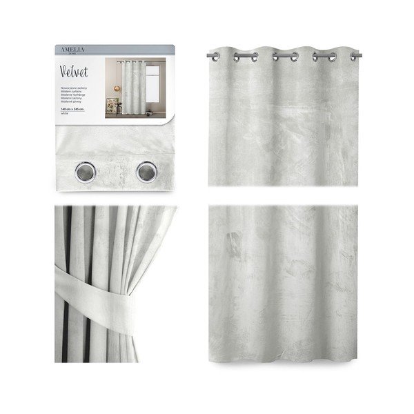 Biała zasłona z aksamitną powierzchnią AmeliaHome Velvet, 140x245 cm-image-2