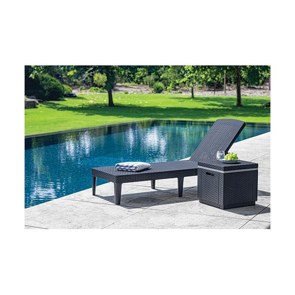 Ciemnoszary leżak ogrodowy ze sztucznego rattanu Jaipur – Keter-image-1