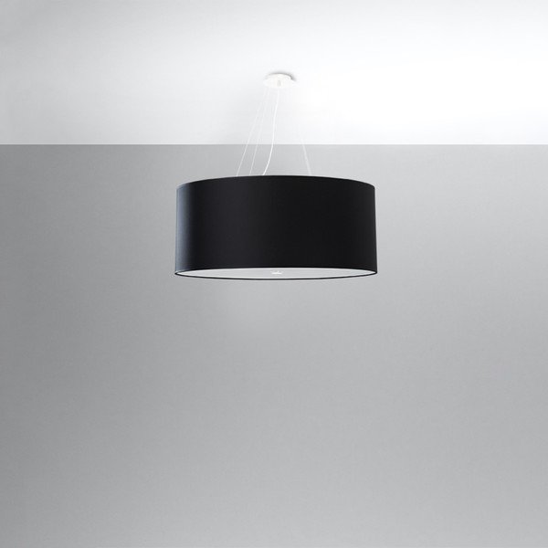 Czarna lampa wisząca z tekstylnym kloszem ø 70 cm Volta – Sollux-image-2