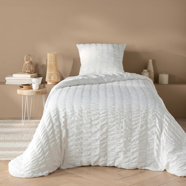 Biała pościel jednoosobowa z kory 140x200 cm Plissia – douceur d'intérieur