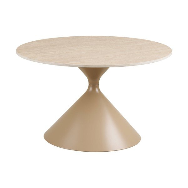 Beżowy okrągły stolik z ceramicznym blatem ø 70 cm Annecy – House Nordic-image-2