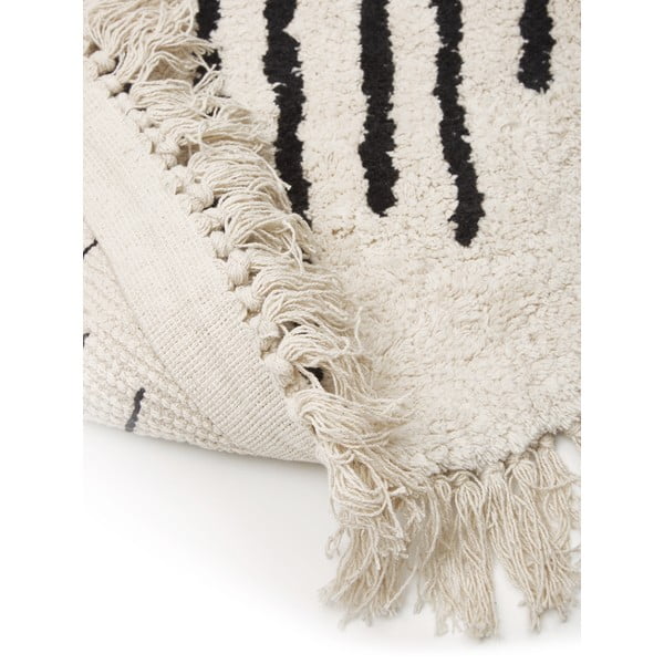 Beżowo-czarny ręcznie tkany bawełniany dywan Westwing Collection Fini, ø 150 cm-image-3