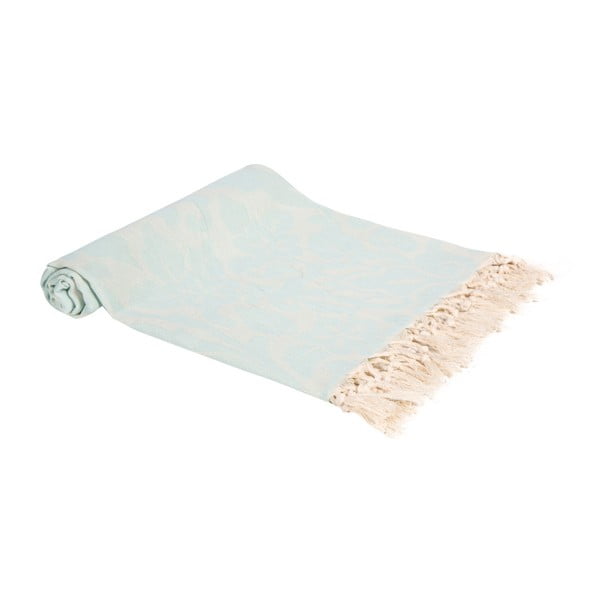 Jasnoniebieski ręcznik kąpielowy tkany ręcznie Ivy's Nesrin, 100x180 cm