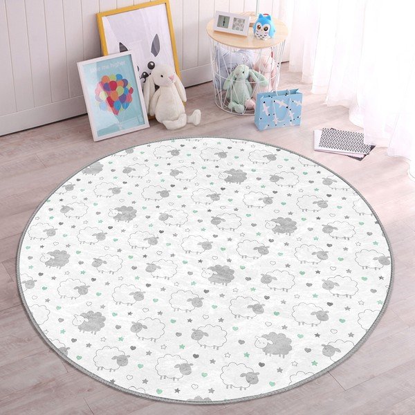 Biało-jasnoszary dywan dziecięcy ø 80 cm Comfort – Mila Home-image-2
