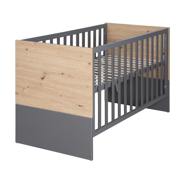 Szaro-naturalne łóżeczko 60x120 cm Anna – Roba