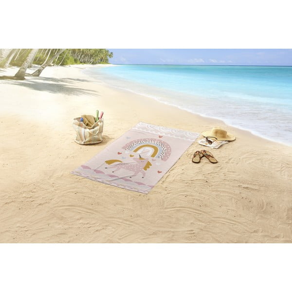 Różowy/beżowy ręcznik plażowy 75x150 cm – Good Morning-image-1