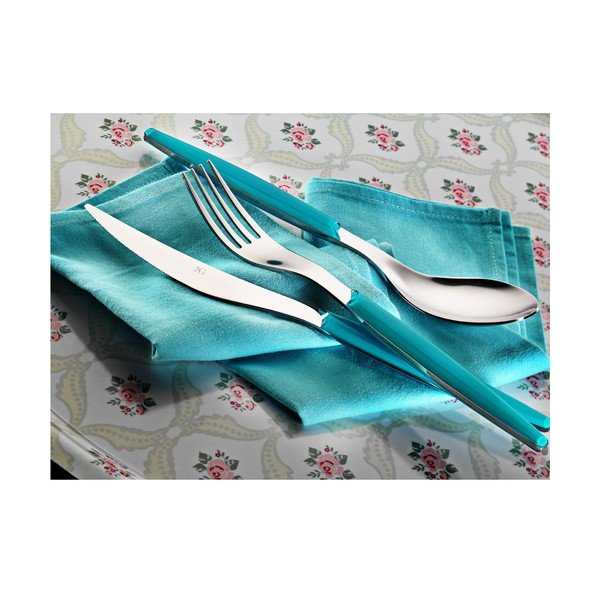 Komplet sztućców Niebieskie retro, 30 szt.