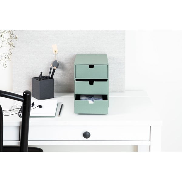 Zielony kartonowy organizer z szufladką Ingrid Canvas Paper Laminate – Bigso-image-1