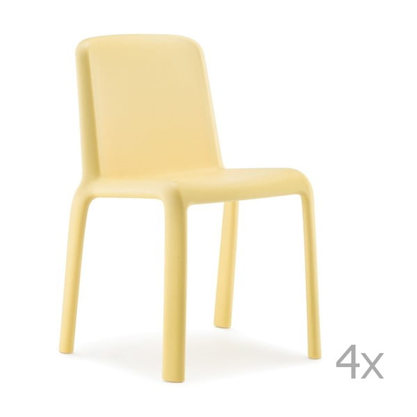 Zestaw 4 żółtych krzeseł dziecięcych Pedrali Snow Junior