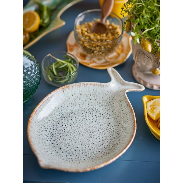 Niebiesko-beżowy kamionkowy talerz do serwowania Fleur – Bloomingville-image-4