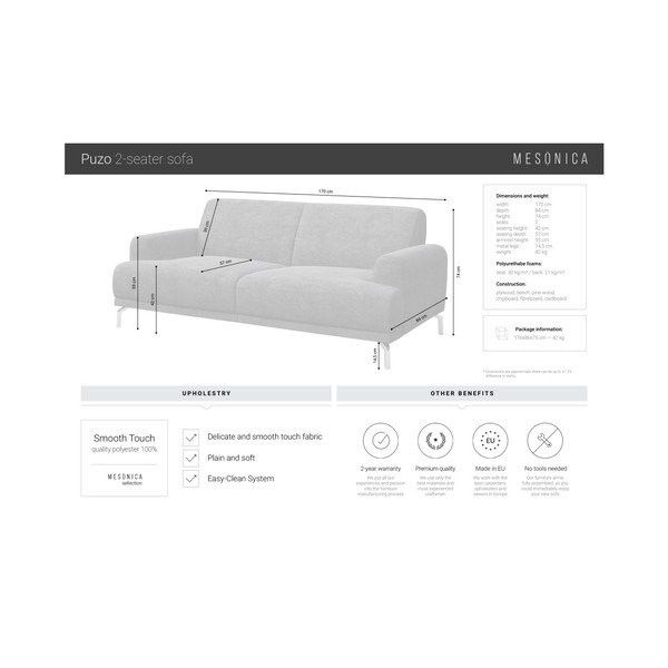 Beżowa sofa MESONICA Puzo, 170 cm-image-4