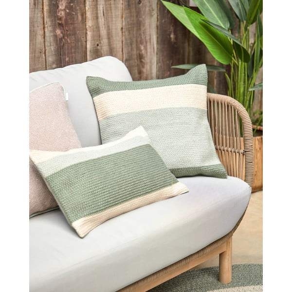 Zielona poszewka na poduszkę z tworzywa z recyklingu Kave Home Leeith, 30x50 cm-image-4